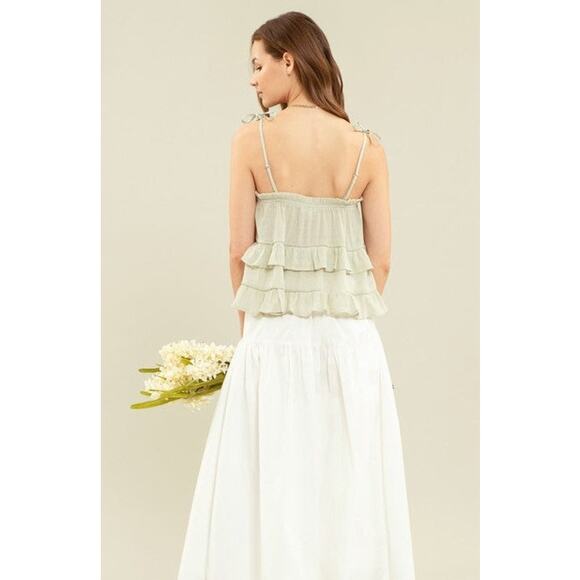 NWT Blu Pepper Light Sage Ruffle Tiered Top Bralette Size Small - Picture 3 of 11
